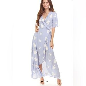 NWT LOST + WANDER IRIS MAXI DRESS in sky blue color